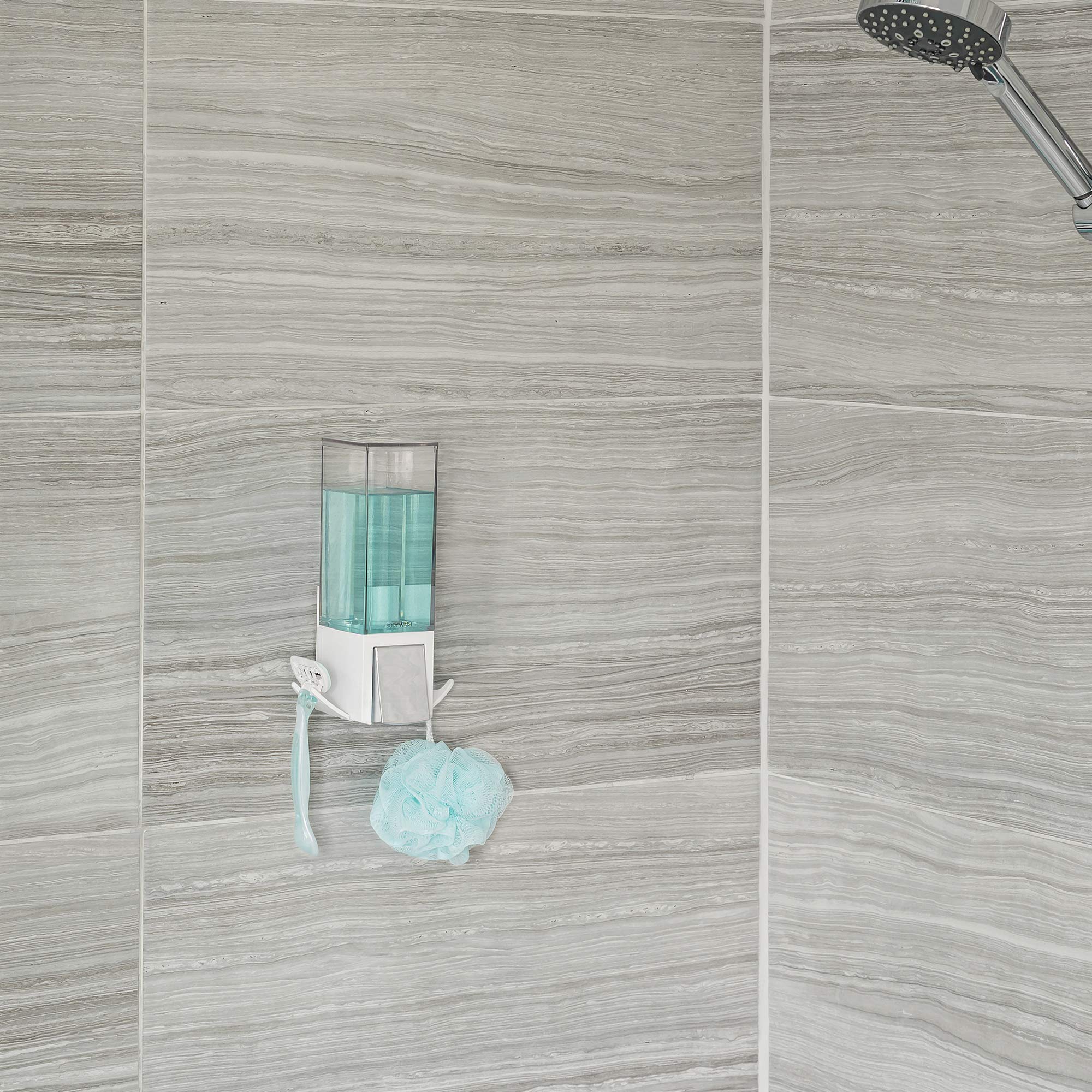 Compactor CLEVER Dosatore di Sapone Bianco, Senza Foratura, con Serbatoi Trasparenti e Ganci Laterali, 13x8.8x20.8cm