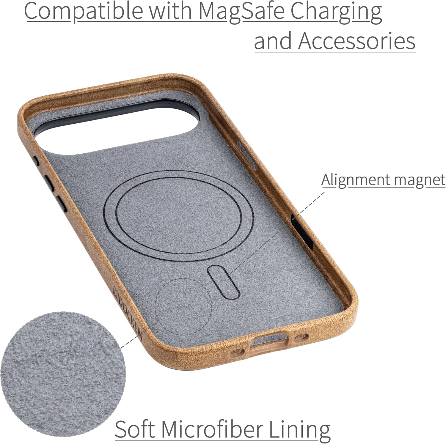 Dockem Faux Leather Case for iPhone 17 Air Compatible with MagSafe, with Capacitive Camera Control Button (MSVL, Light Brown) - Image 4