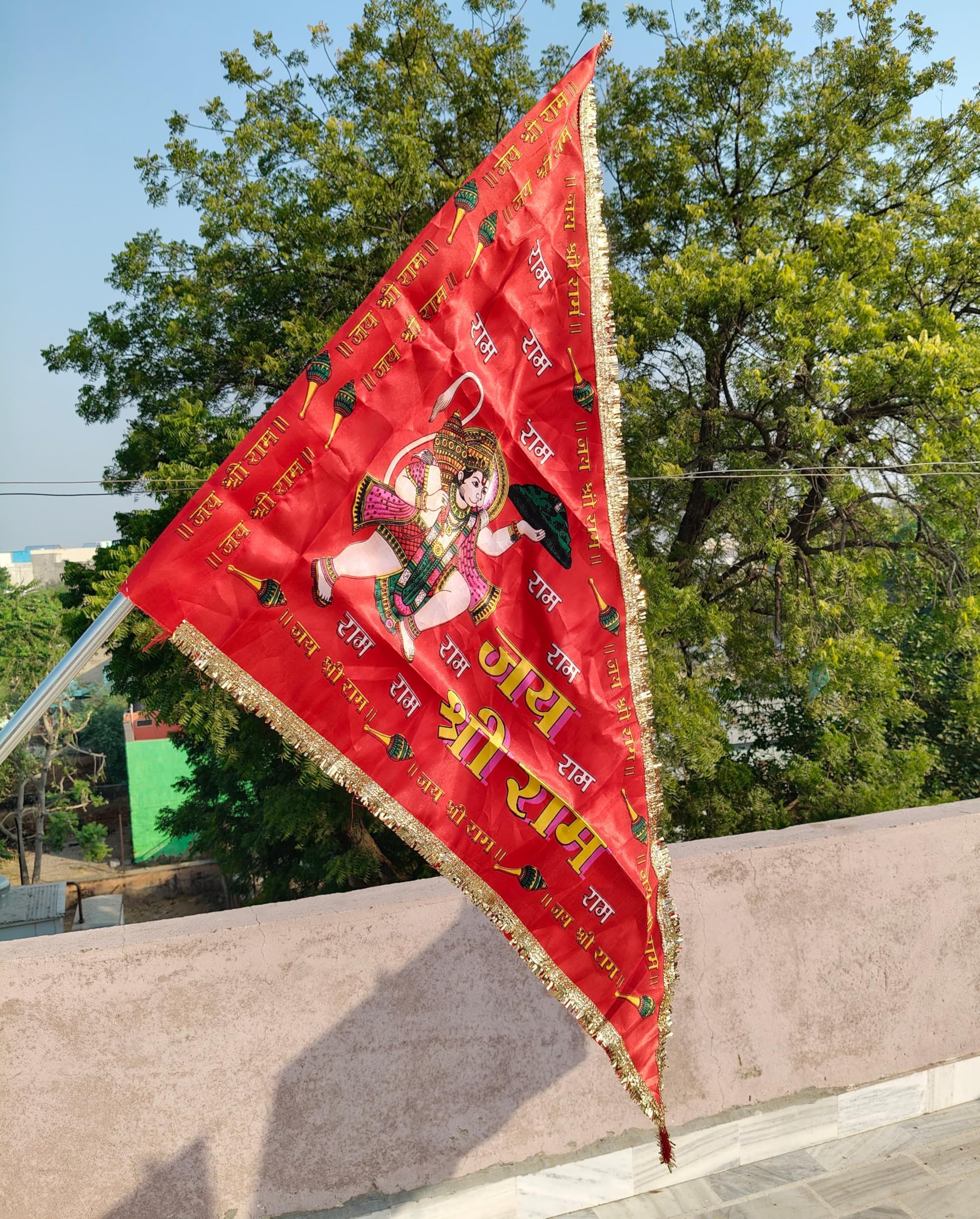 BHAVICREATION Balaji Flag Hanuman Flag Bajrangbali Balaji Jhanda Hanuman jayanti