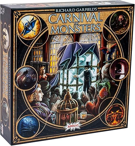 AMIGO Juegos de Richard Garfield Carnival of Monsters - Juego de mesa de construcción de mazos y colección de escenarios - Explora tierras mágicas y