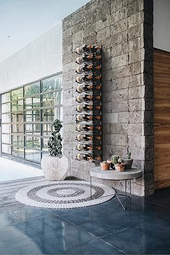 Miniatura 7 de Estante de metal para vino montado en la pared, soporte para 36 botellas de vino, moderno, negro mate, diseñado en Canadá por entusiastas del vino
