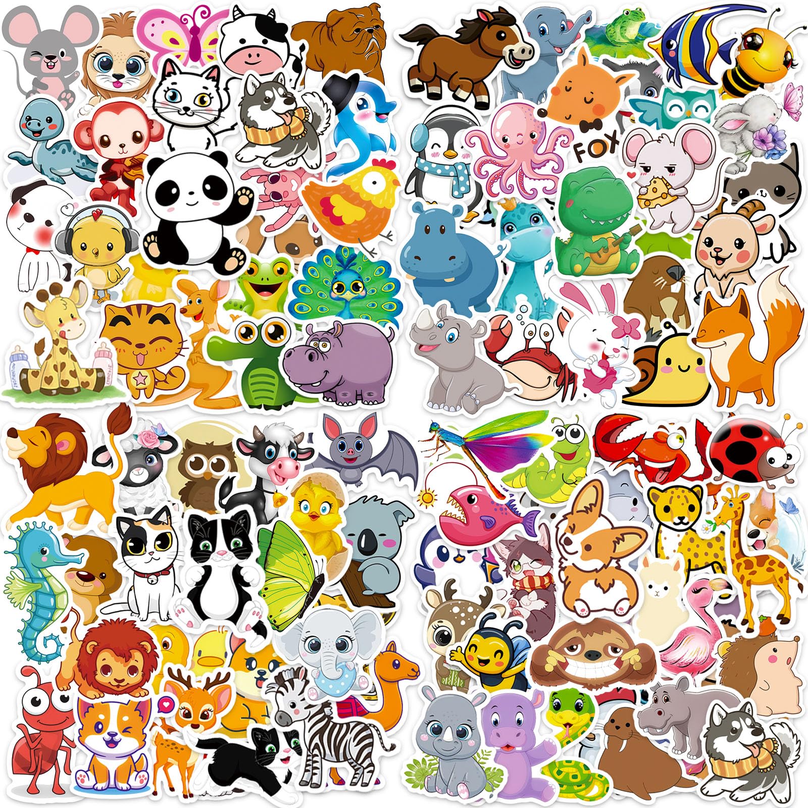 200 Pcs Animal Stickers for Children Kawaii Cute Sticker Pack