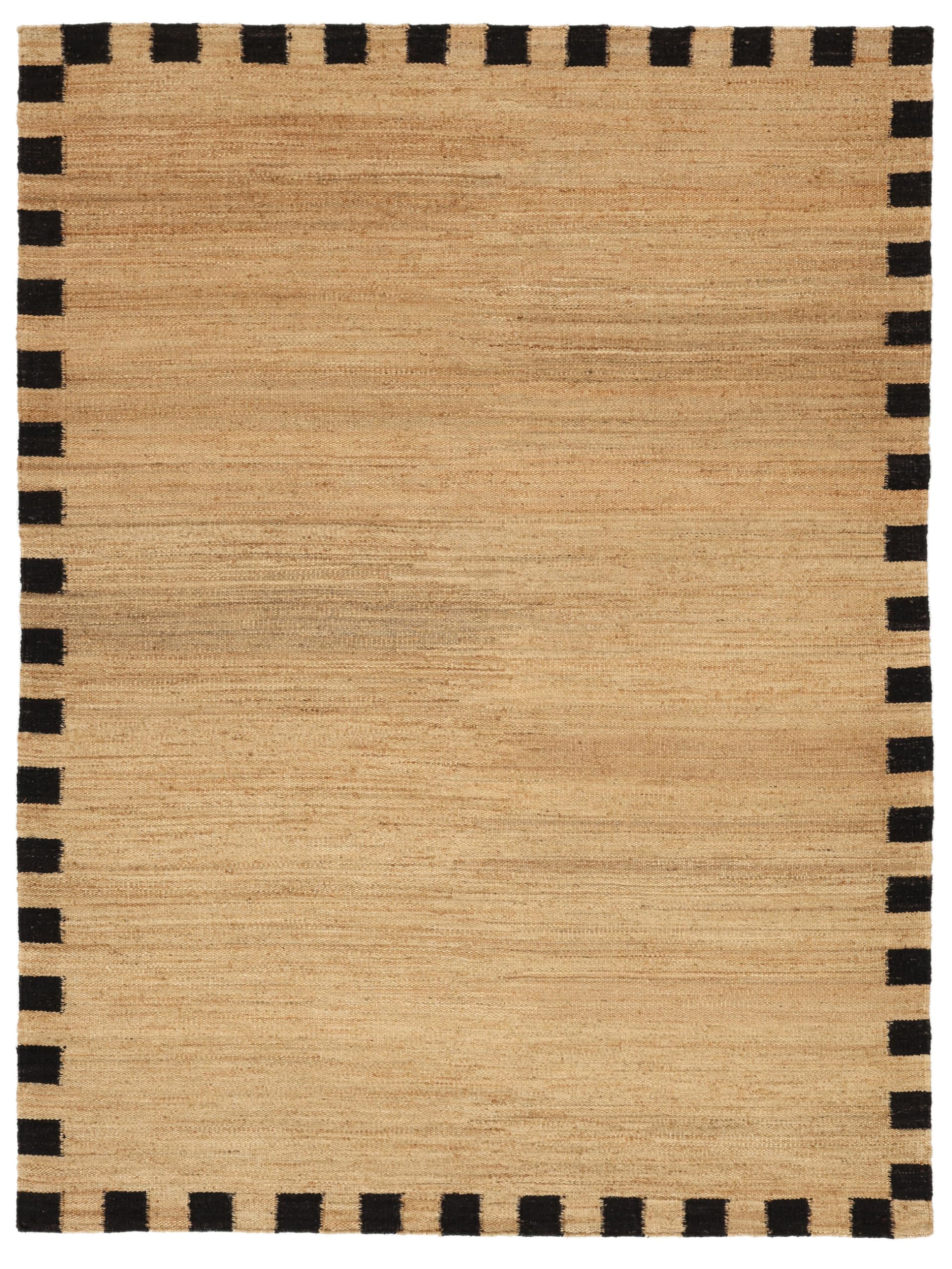 RugVista Chess Frame Jute, Alfombra Moderna, Pelo Corto, 250 x 350 cm, Rectangular, Calidad cert. Care & Fair, Yute, Pasillo, Dormitorio, Cocina, Salón, Despacho, Marrón Claro/Negro