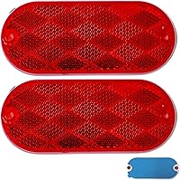 AllStarTruckParts Red Oval Reflectors 4.5x2" Dual Mount SAE DOT Compliant - Self-Adhesive or Screw-On (Pack of 2)