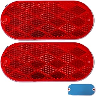 AllStarTruckParts Red Oval Reflectors 4.5x2" Dual Mount SAE DOT Compliant - Self-Adhesive or Screw-On (Pack of 2)
