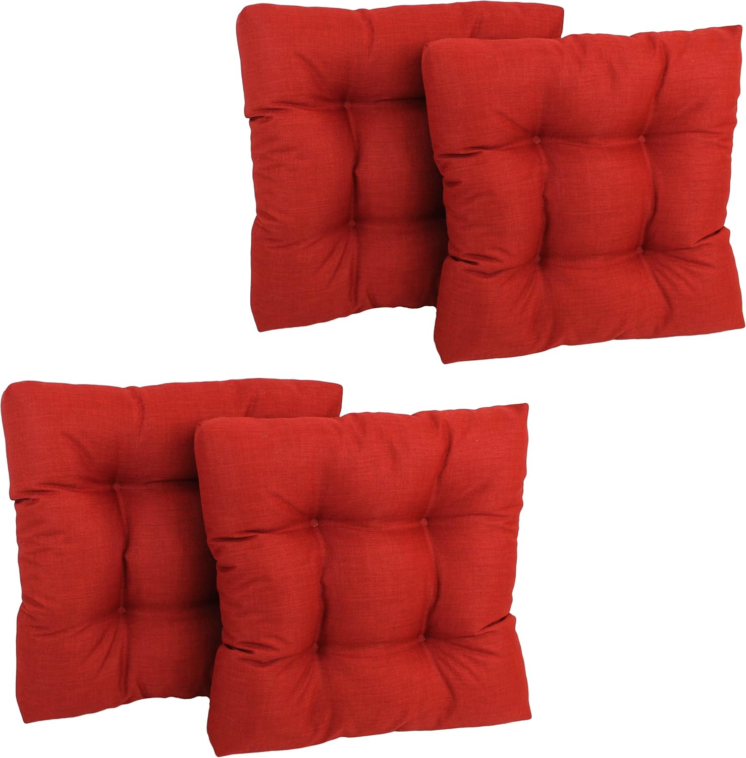 Blazing Needles Squared Solid Spun Polyester Tufted Dining Chair Cushions Set, Set of 4, 19", Lime