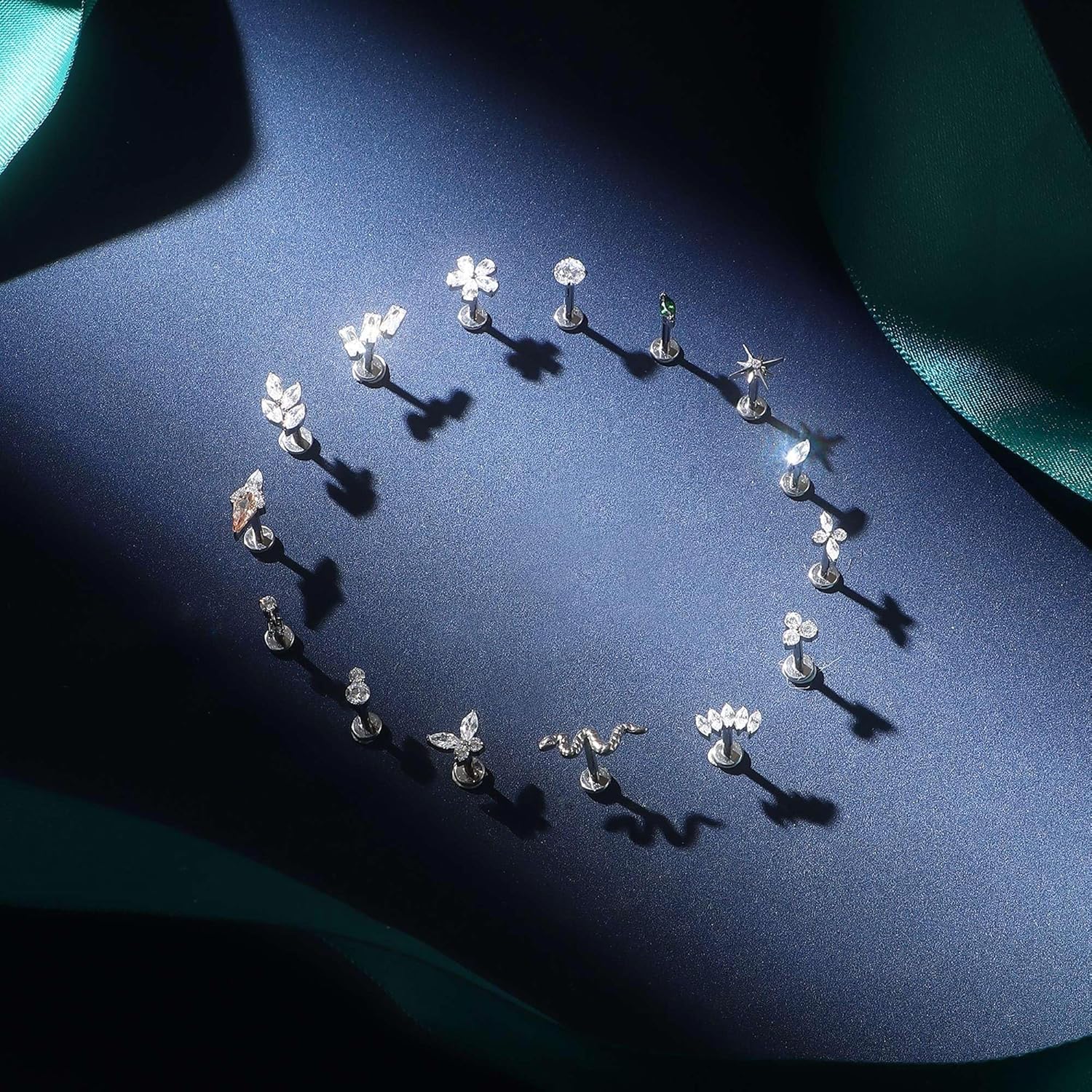 BodyBonita 16G Stud Earrings Flat Back - G23 Titanium Internal Thread Cartilage Earrings for Women Hypoallergenic CZ Stud Piercing Jewelry Tragus/Nose/Helix/Conch/Medusa/Lip/Labret 6mm 8mm