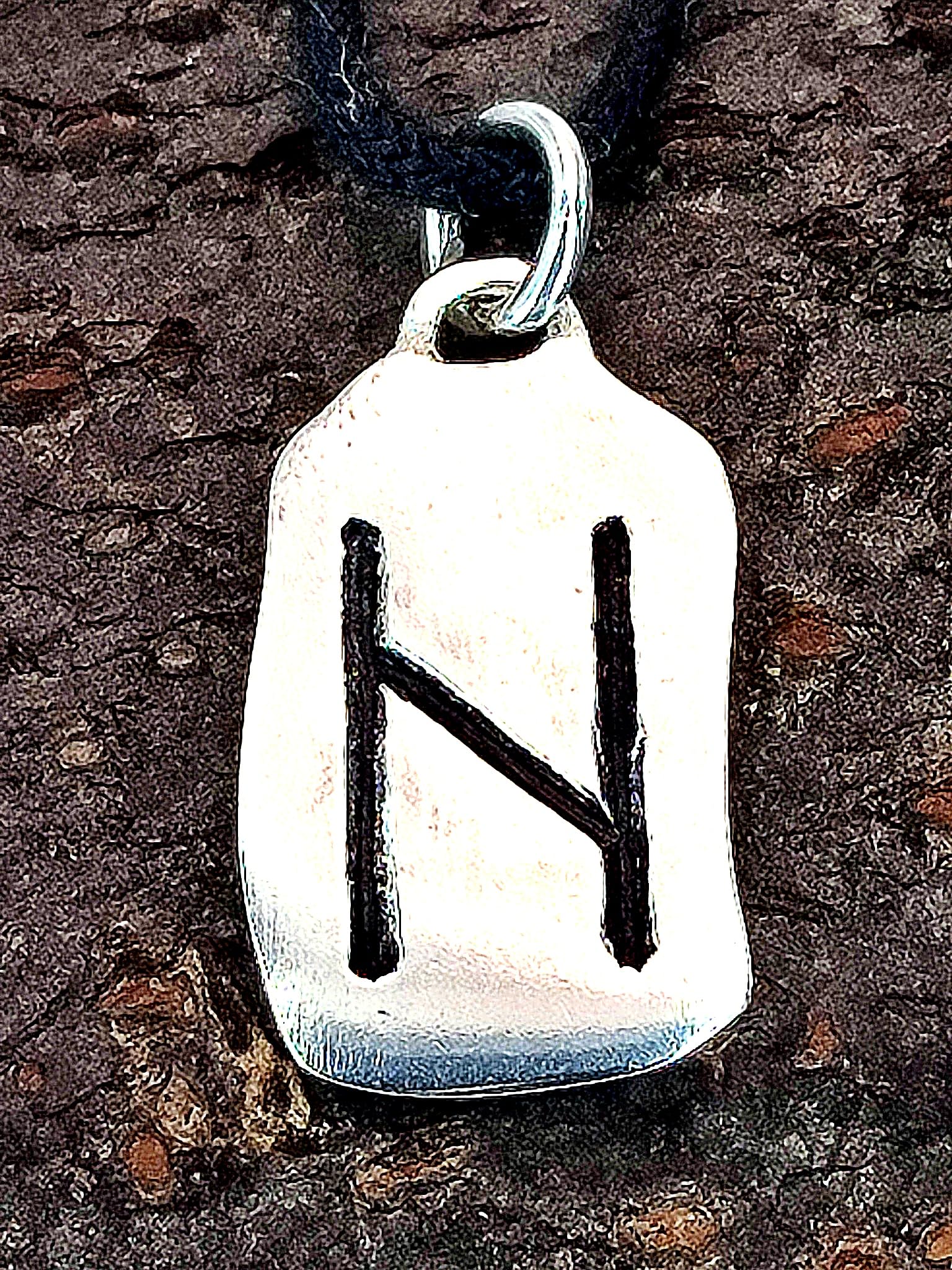 Kiss of Leather Runen Anhänger Hagalaz aus 925 Sterling Silber mit Baumwollband SI. 308