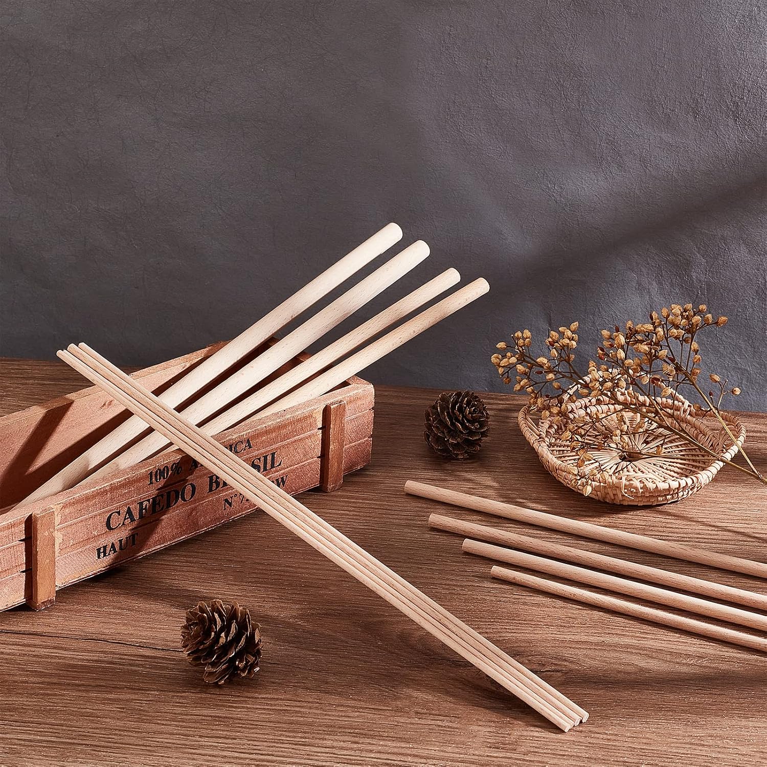 OLYCRAFT 36Pcs Dowel Rods Wood Sticks 3mm 4mm 5mm 6mm 8mm 10mm Assorted Sizes Beech Wood Sticks Unfinished Dowel Round Wood Dowels for DIY Projects Crafting, Wooden Craft Sticks