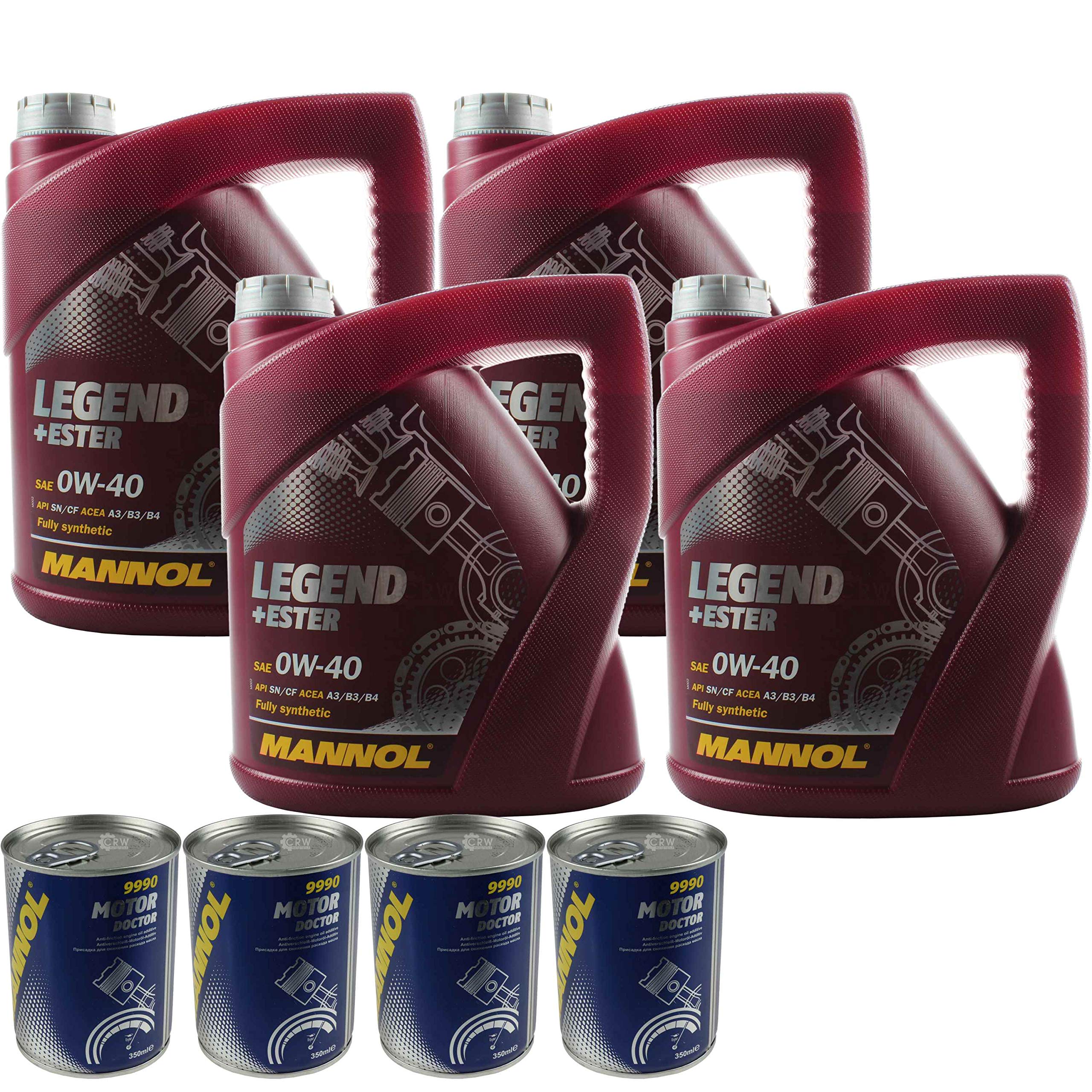 Olio motore MANNOL LEGEND+estere 0W-40 4x MANNOL Motor Doctor ADDITIV 16L