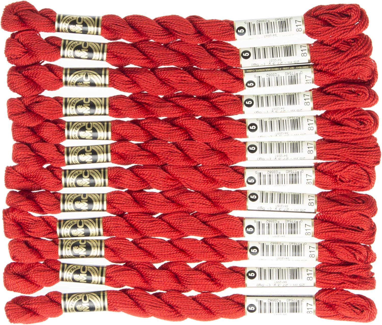 DMC Pearl Cotton Skein, Size 5, Very Dark Coral Red