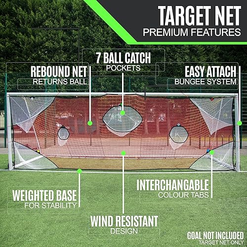 Miniatura 4 de QuickPlay Red de objetivo de portería de fútbol PRO con 7 zonas de puntuación - Práctica de tiro y tiros de portería  Disponible en 4 tamaños