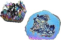 Vista 1 de Rockcloud l geoda mineral espécimen piedra de cristal de Reiki irregular para decoración de oficina en casa, colorido 2 PC