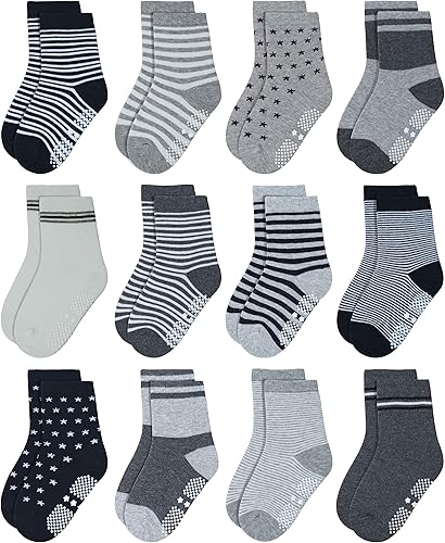 RATIVE - Calcetines antideslizantes con agarres para bebé, bebés, niños pequeños, niños y niños