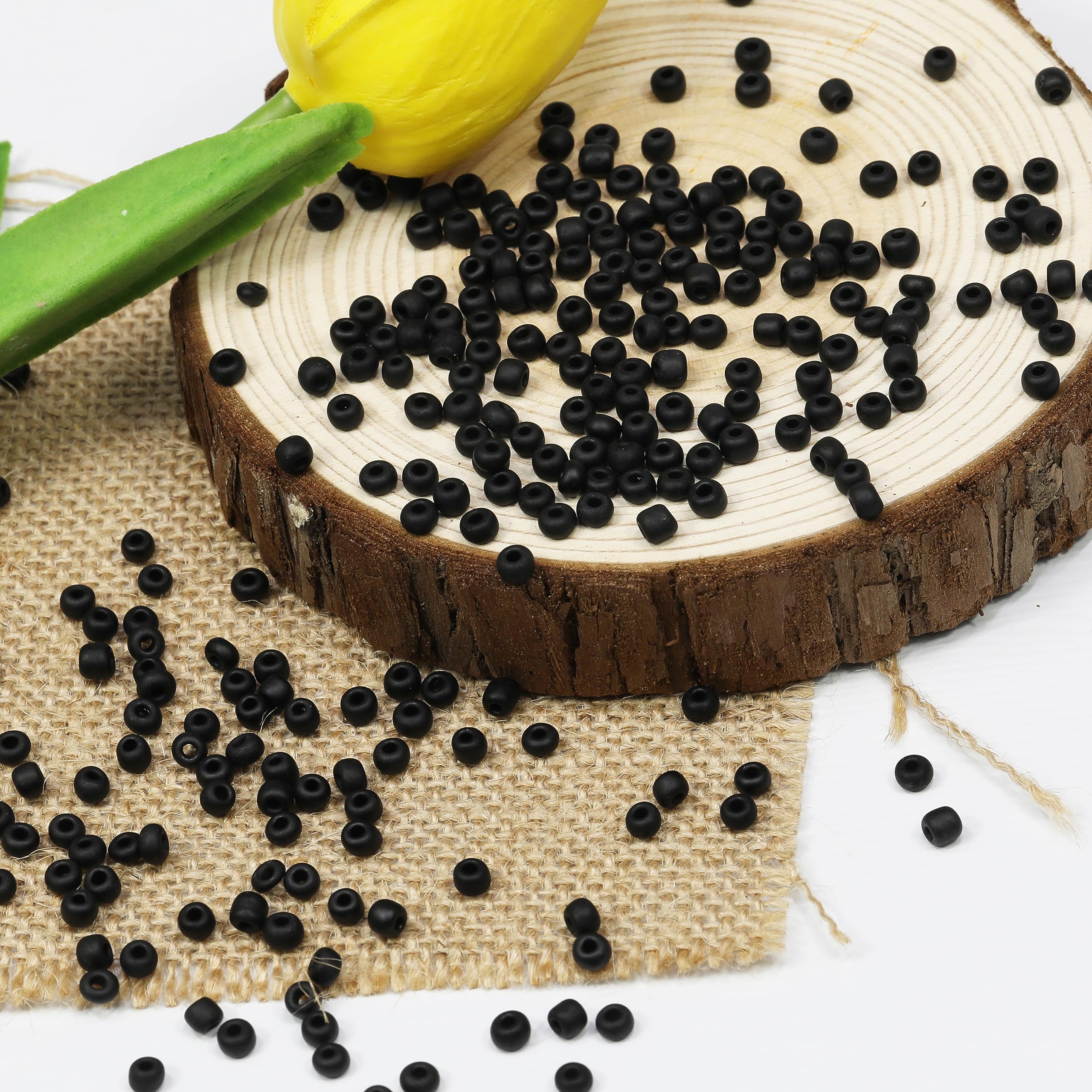4mm Matte Black Seed Beads About 1600pcs/110Grams in Bag,6/0 Glass Craft for Making Earrings Waist Jewelry - Image 2