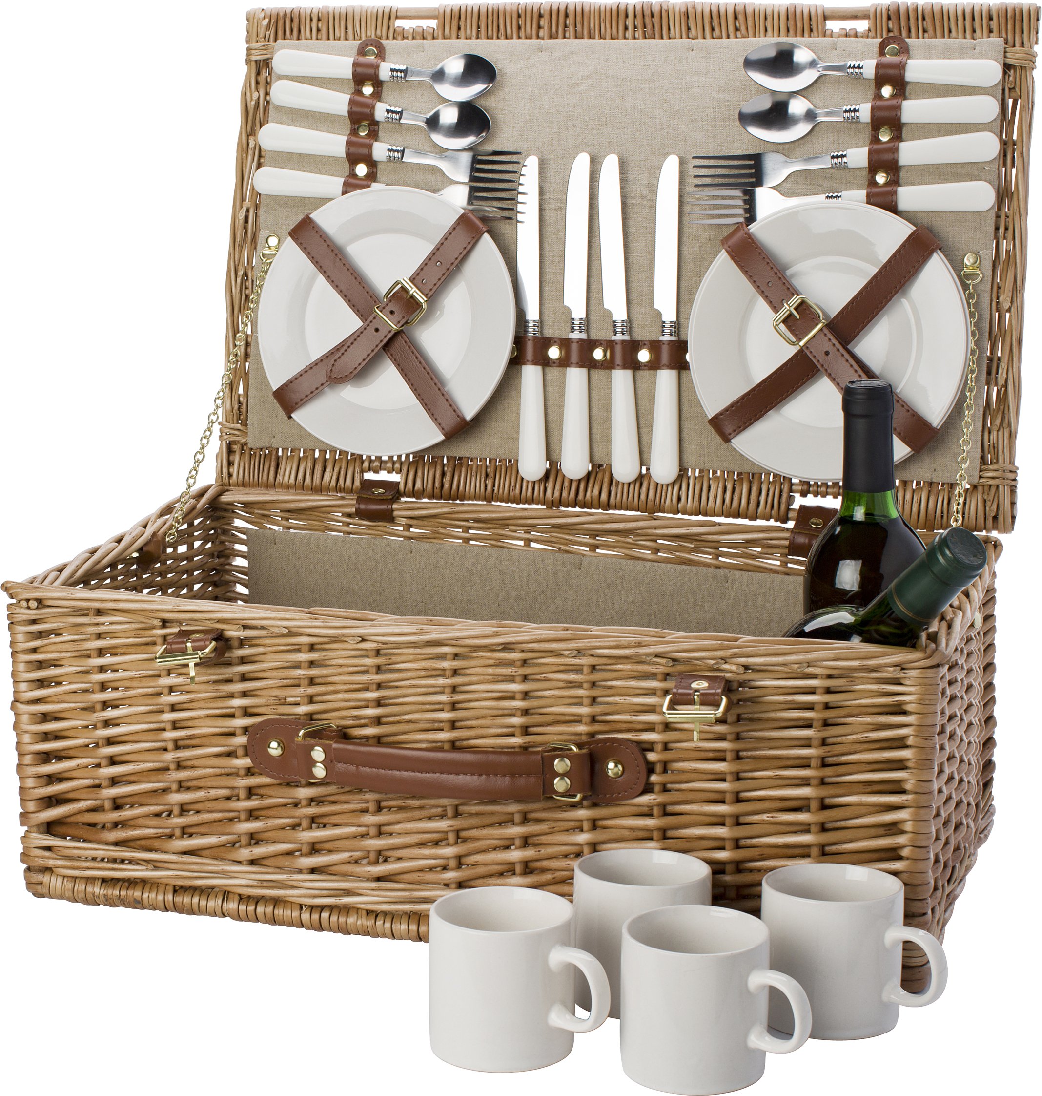 «premium» de pique-nique pour 4 personnes, chacune comprenant 4 couteaux, fourchettes, cuillères à café, assiettes et kaffeebechern. : 54 x 34 x 20 cm