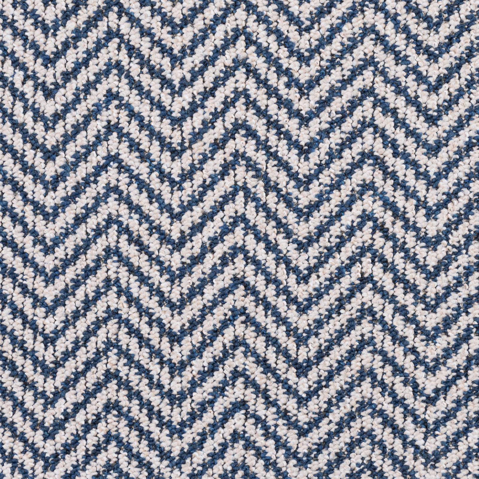 Chile Herringbone Loop Carpet Hardwearing Stain Resistant Living Room Hall Stairs (Navy and White - 4m x 4m)