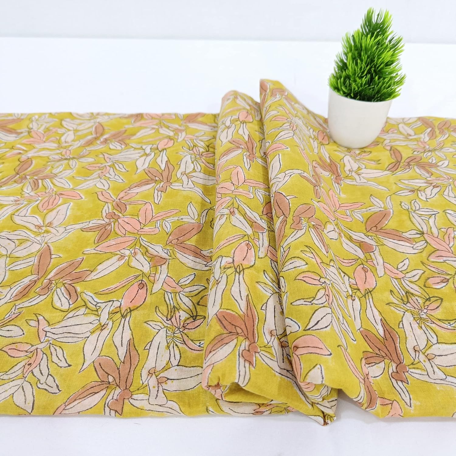 Trade Star 3 Yard Running Natural Dyes Fabric 100% Soft Cotton Fabric for Sewing Handblock Floral Printed Fabric Crafting Ethnic Handmade Dressmaking Fabric By the Yard Lovely (Block Print - 6)