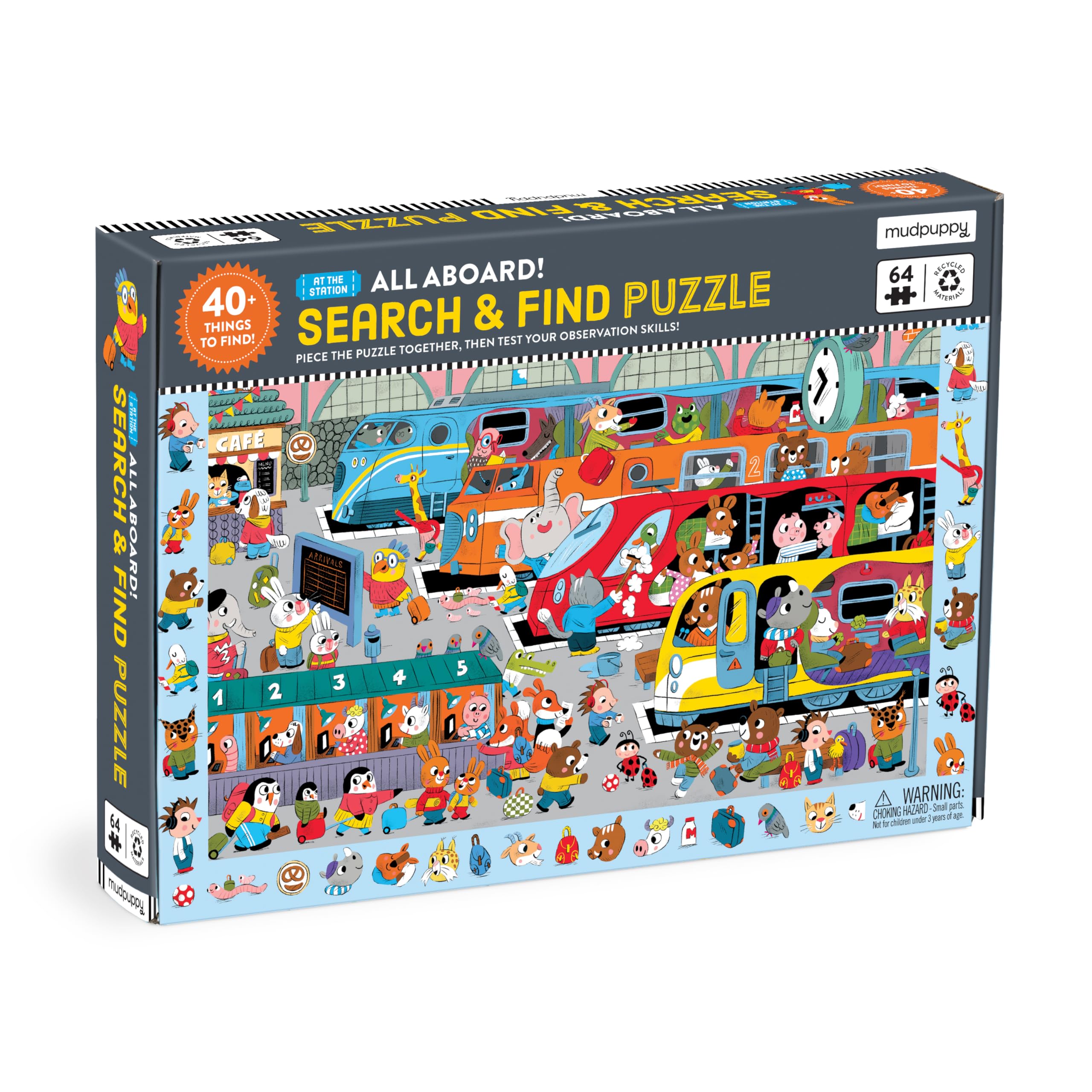 Mudpuppy Puzzle 64 Pezzi – Cerca E Trova – Mercatino Di Natale – Per Bambini 4+