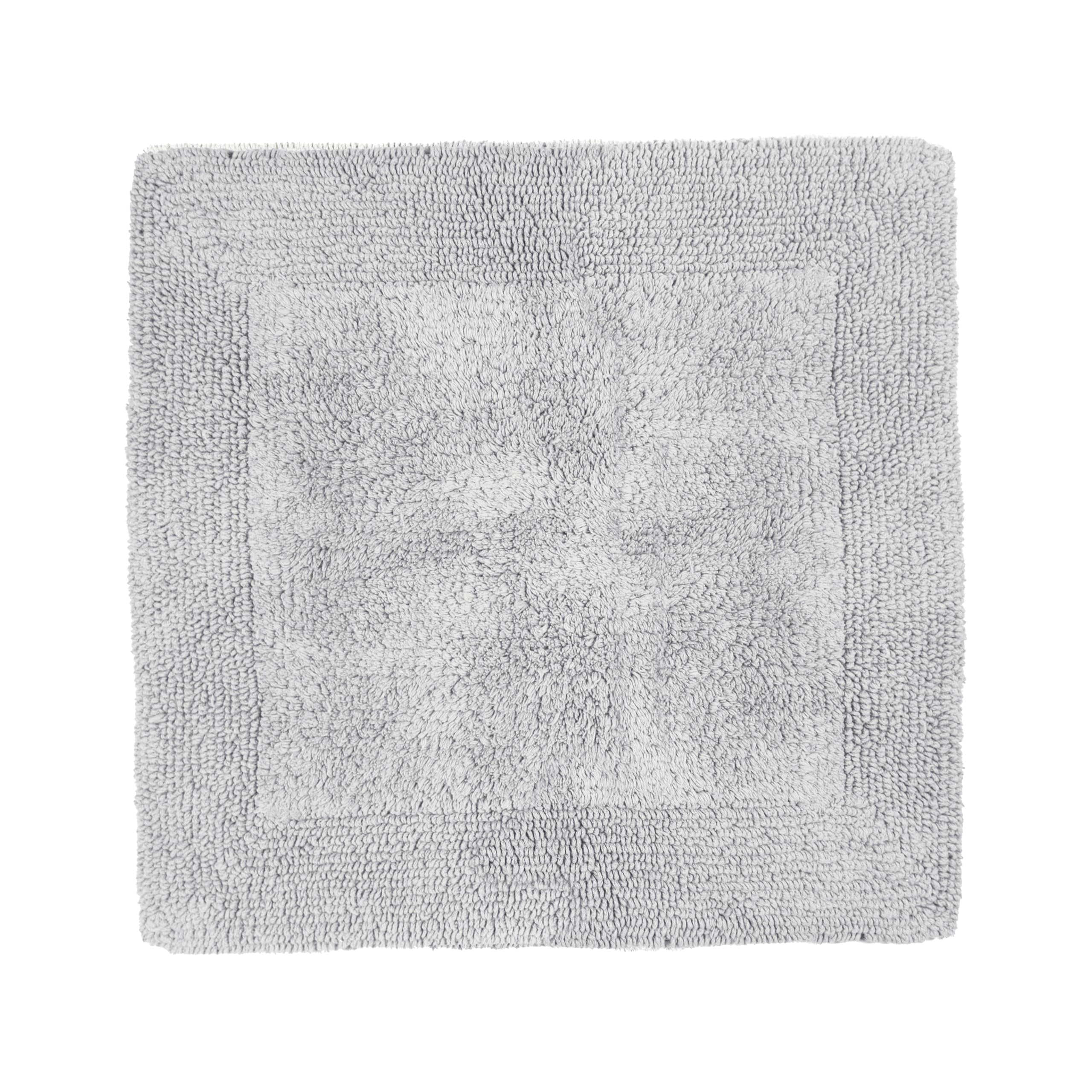 Allure Bath Fashions Dove Grey Allure Heavyweight Reversible Shower Mat, 100% Cotton, Super Soft, Washable, Square Bath Mat 55 X 55Cm (Dove Grey)