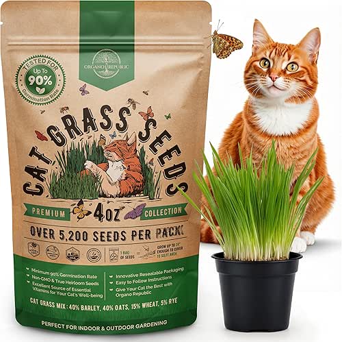 Cat Grass Seeds Mix - 5,200 Non-GMO Heirloom Seeds for