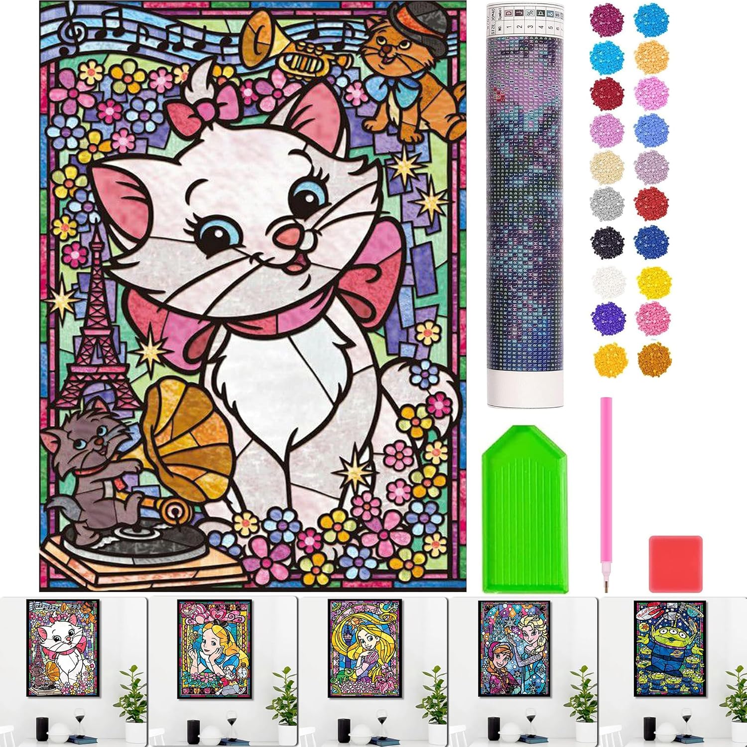 DVWIVGY Kit De Pintura De Diamantes De Puerto Rico, Kits De Pintura De Diamantes 5D Bandera De Puerto Rico, Arte De Diamantes Redondo Completo Para Niños Principiantes Para Decoración De Pared