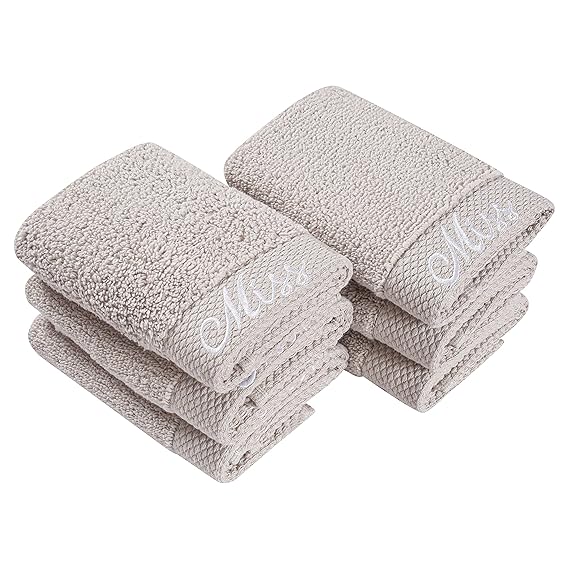 Trendify Luxurious Zero Twist Embroidered Face Towels Set of 6 Size