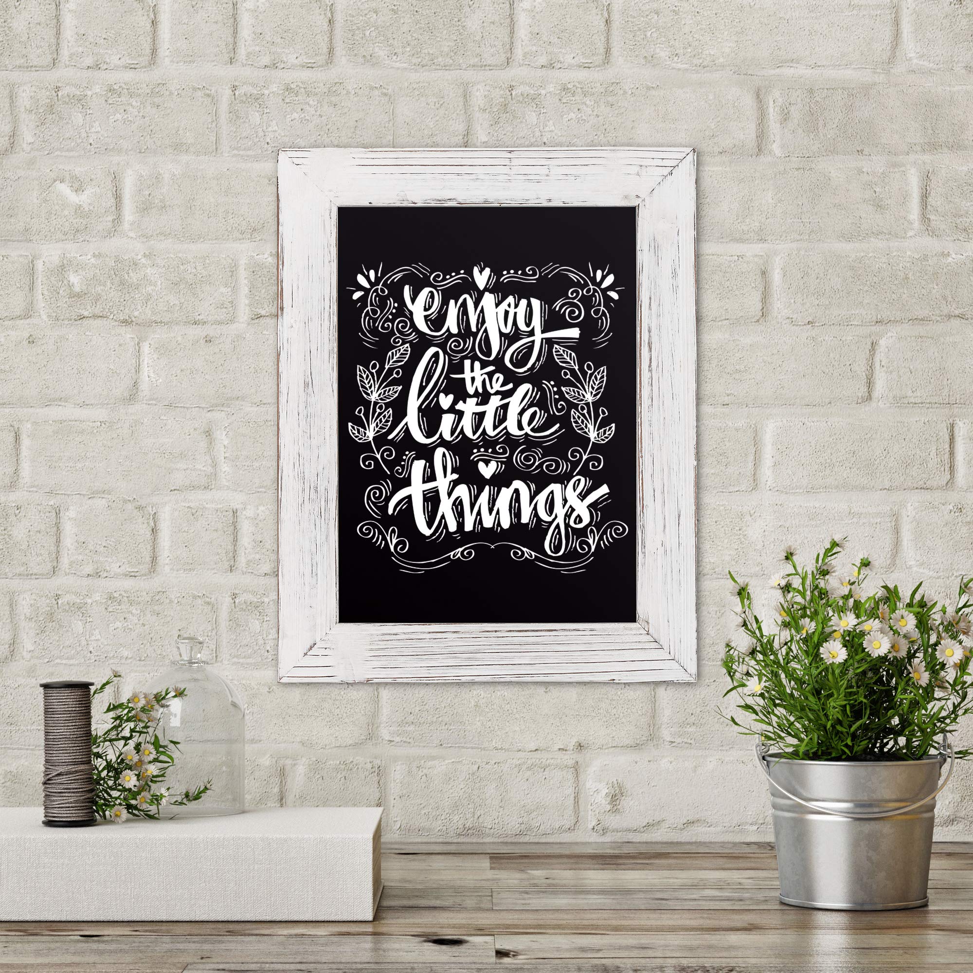 Barnyard Designs Rustic Distressed Whitewashed Magnetic Wood Framed Chalkboard Sign, Vintage Farmhouse Wall Hanging Display, Use Liquid or Traditional Chalk, for Menu, Kitchen, or Wedding, 11" x 14" 2