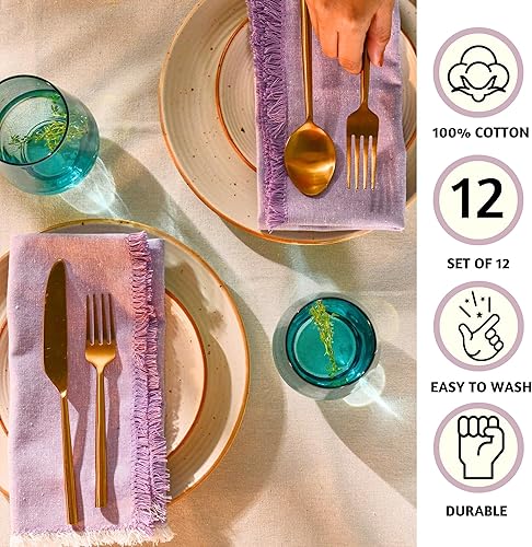 Miniatura 2 de Folkulture Juego de 12 servilletas de tela  (18 x 18) Servilletas de mesa para fiestas  Servilletas lavables para invitados  Servilletas de lino