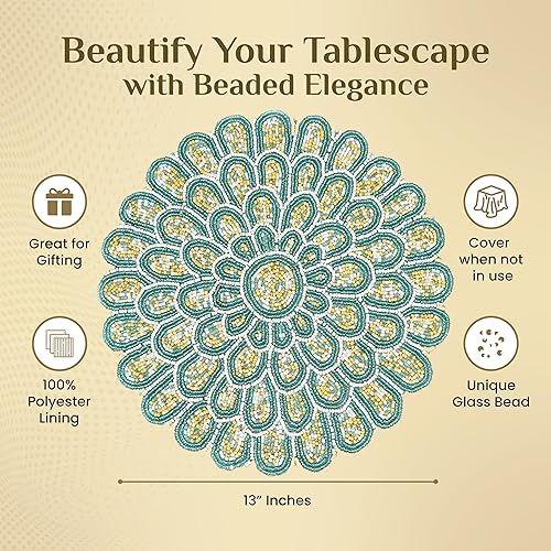 Miniatura 3 de Tapete de mesa con cuentas, tapete de cuentas para mesa de café, manteles individuales redondos con cuentas, manteles individuales con cuentas para