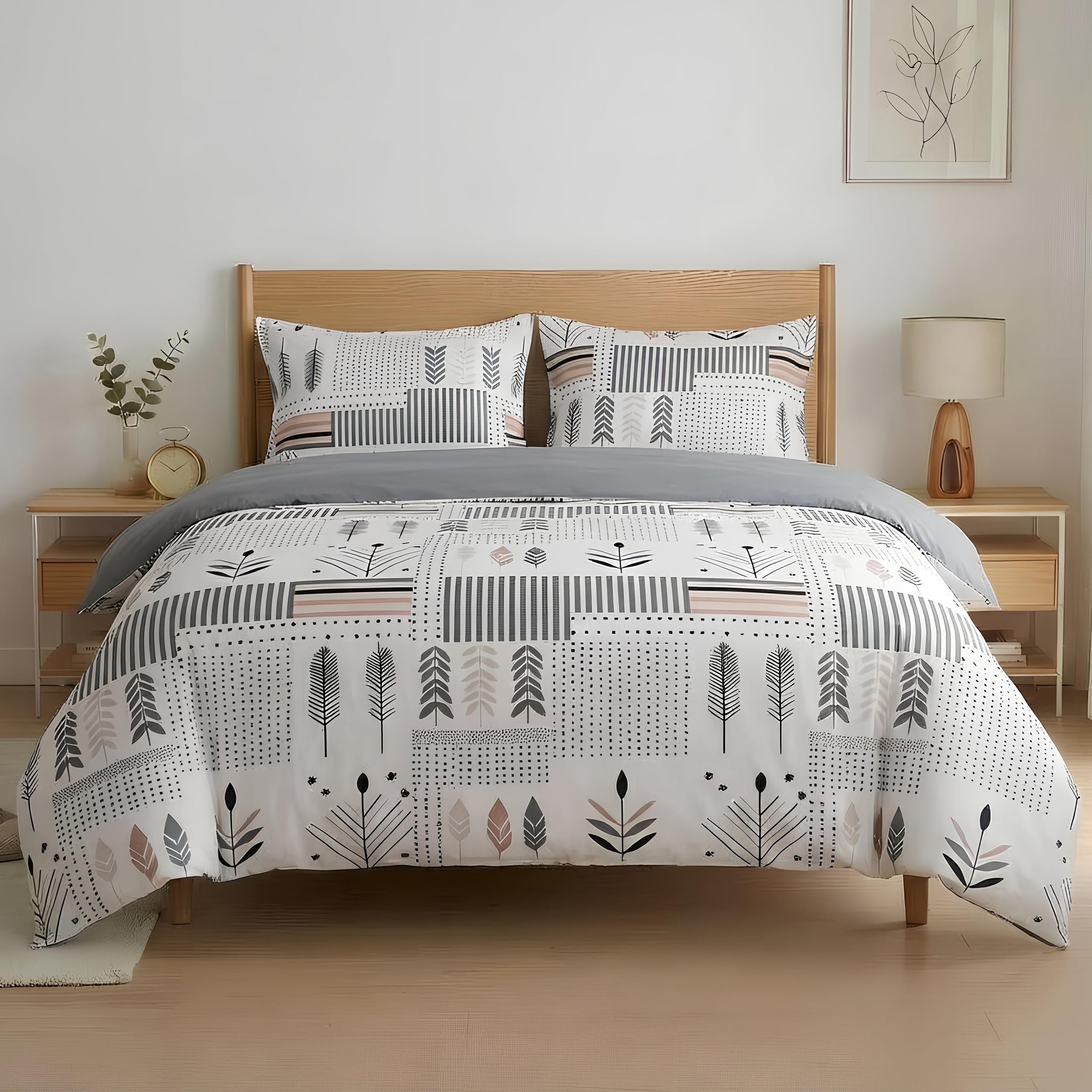 Etrexonline Juego de Funda Nórdica 4 Piezas Cama 150 Microfibra Suave Transpirable - 1 Funda Edredón 220x240 cm, 1 Bajera 150x200+30 cm y 2 Fundas de Almohada 50x75 cm (Pluma Azul) — view 20