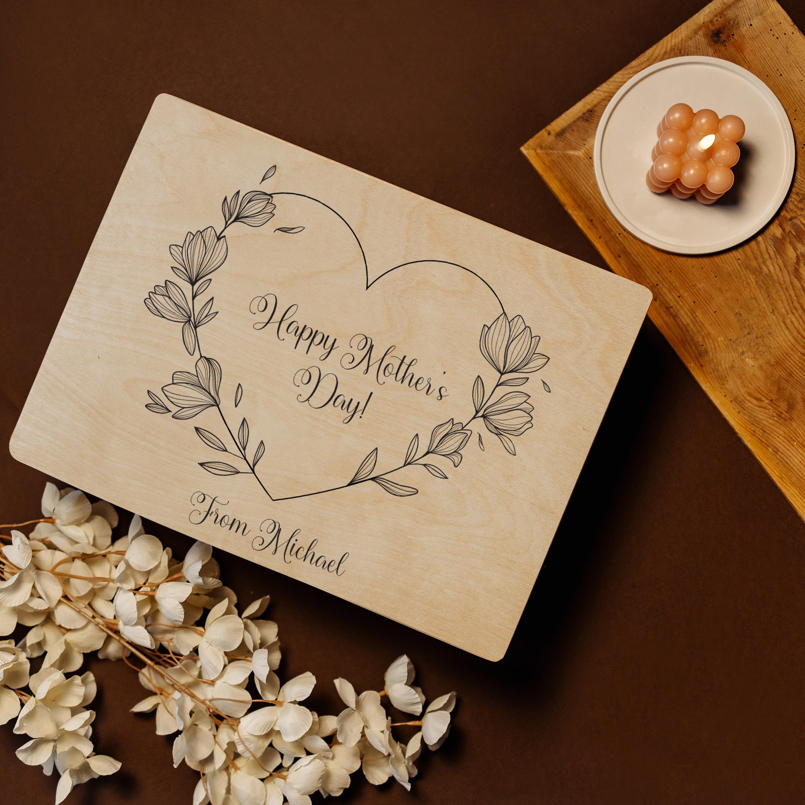 Creative DECO Caja Madera de Recuerdos Personalizada con Texto Deseos para