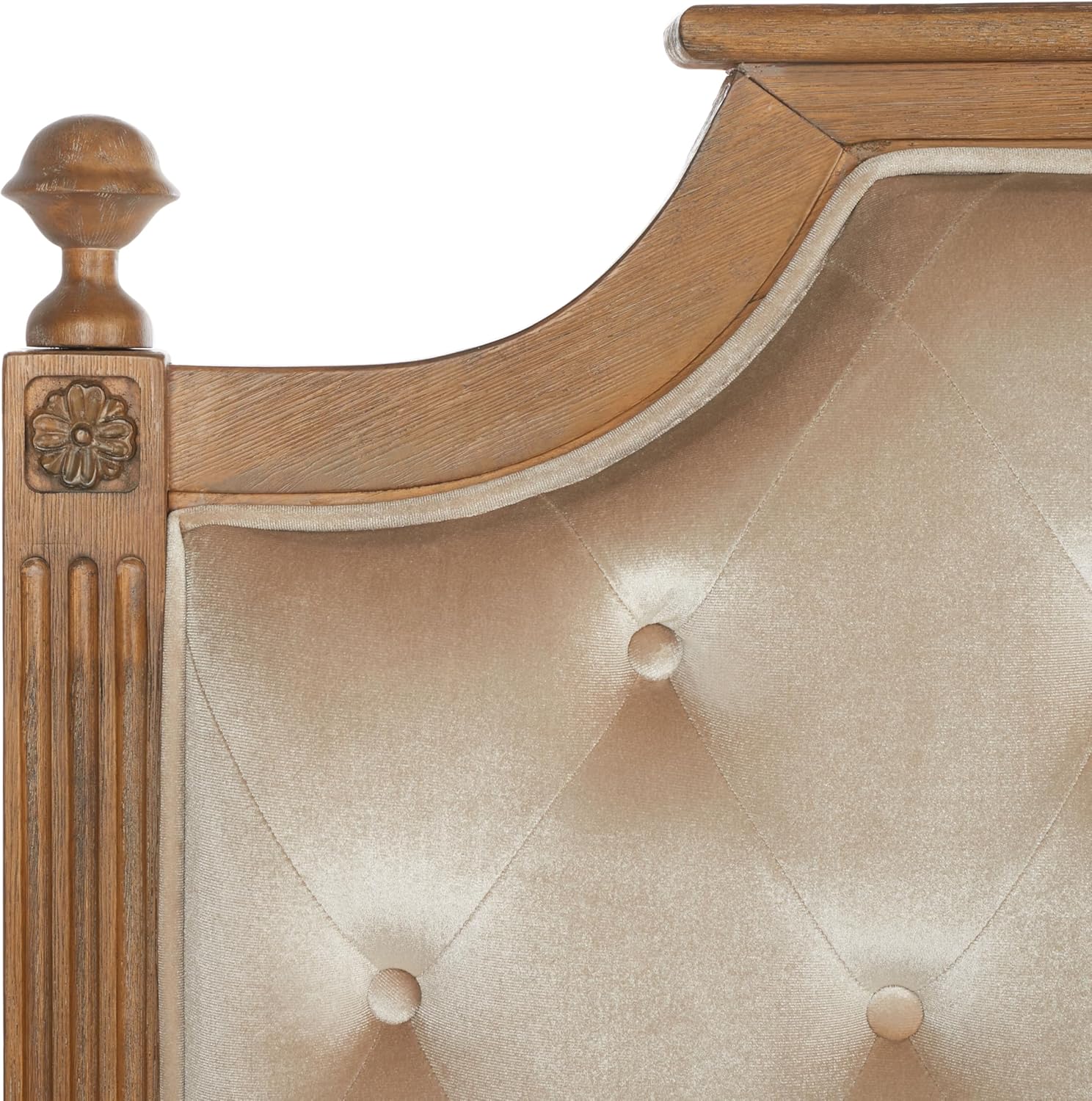 Safavieh Home Collection Tufted Velvet Rustic Oak and Beige Headboard (Queen)