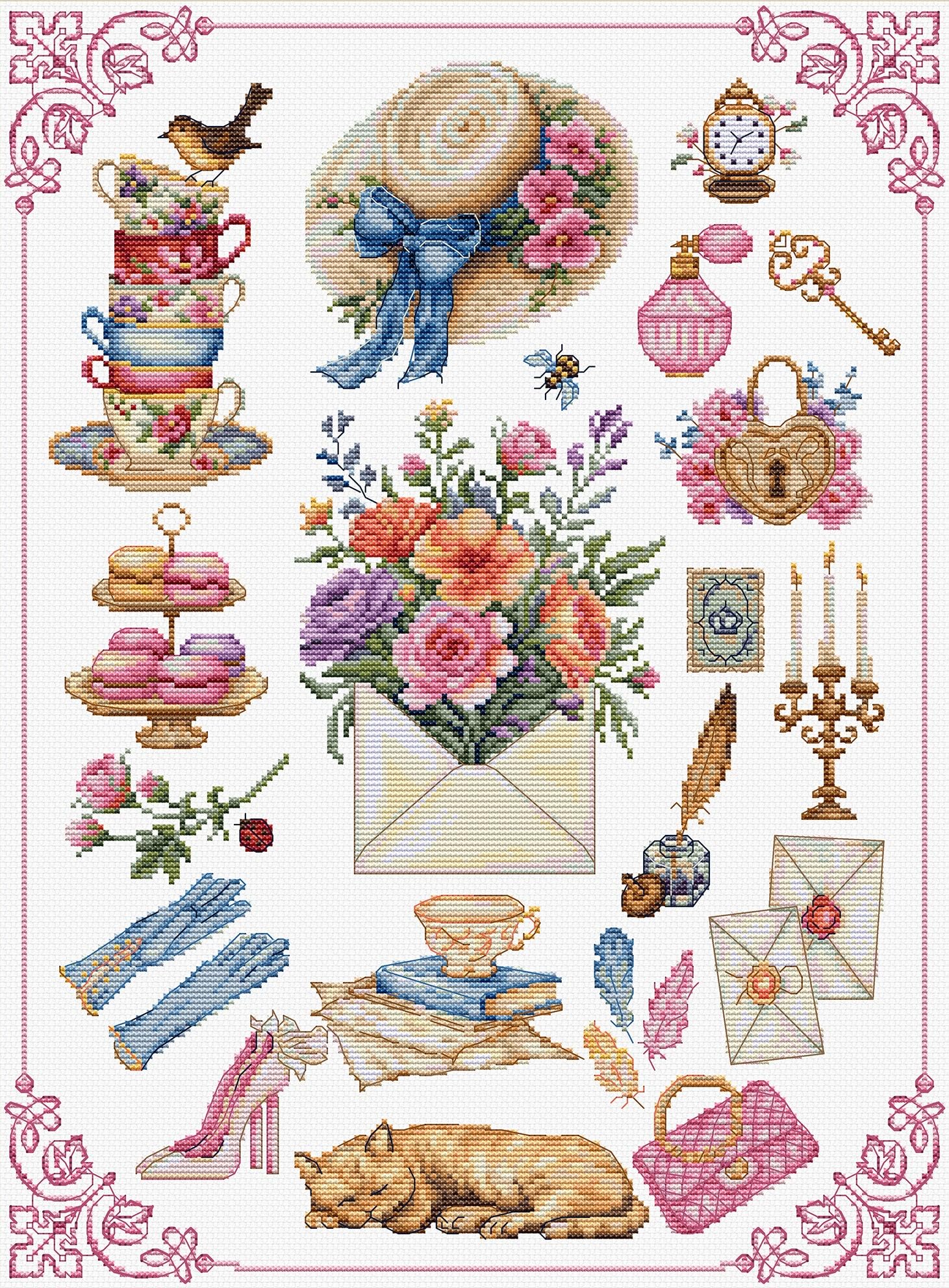 Luca-S Beauty Cross Stitch Kit B7041, Counted Cross Stitch Kit For Adults, Needlecraft And Embroidery Kit