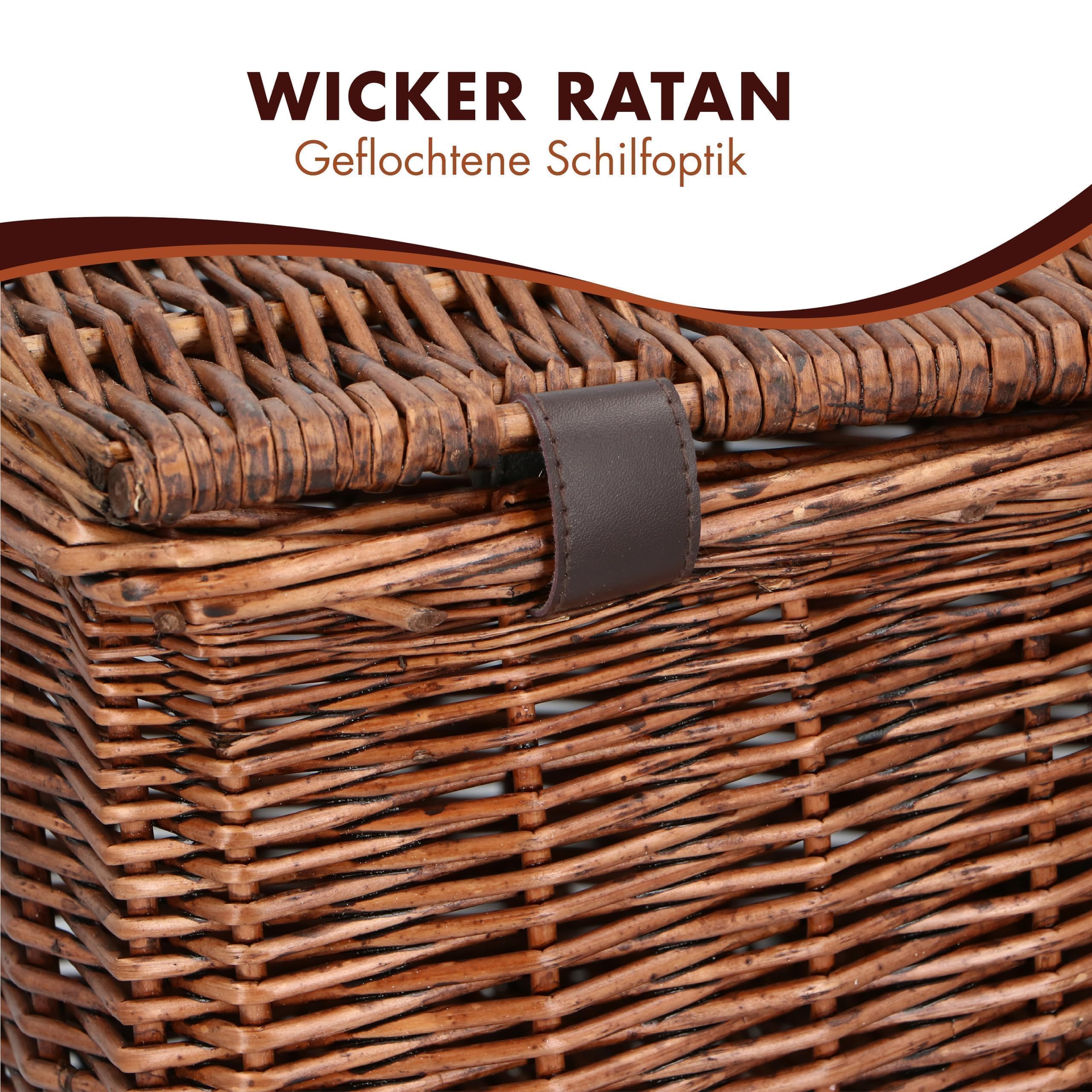 Bicycle Gear Kosz wiklinowy do przechowywania roweru, kosz rowerowy, 30 l, 45 x 30 x 25 cm, przedni kosz na rower, akcesoria rowerowe, kosze rowerowe dla kobiet, brązowa skrzynia na rower