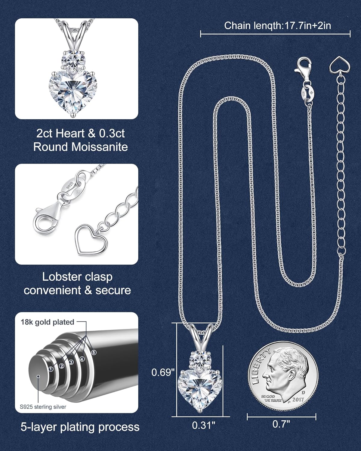 N9NEMUSES Valentines Day Gifts for Her Wife, 2-4 Carat Moissanite Necklace, 925 Sterling Silver Anniversary Birthday Gifts for Women, Jewelry Gift for Wife Girlfriend Mom - Image 5