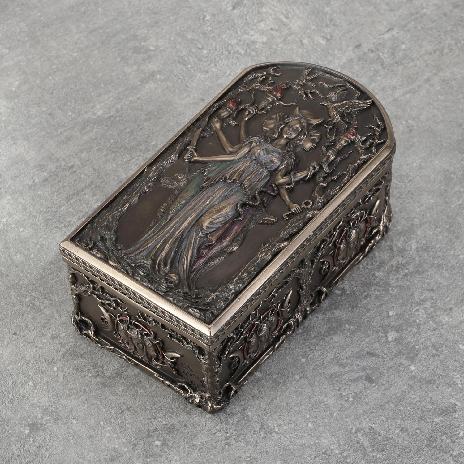 Veronese Design 6 1/8 Inch Hecate Triple Goddess Decorative Trinket Box Cold Cast Resin Bronze Finish