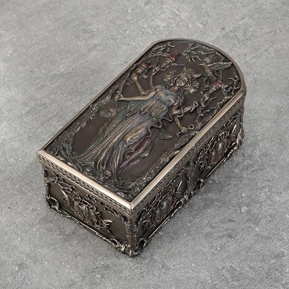 Veronese Design Hecate Triple Goddess Trinket Box - 6 Inch Decorative Jewelry Storage Box, Cold Cast Bronze Resin Statue, Pagan Wiccan Altar Decor, Mystical Goddess Figurine Gift for Women