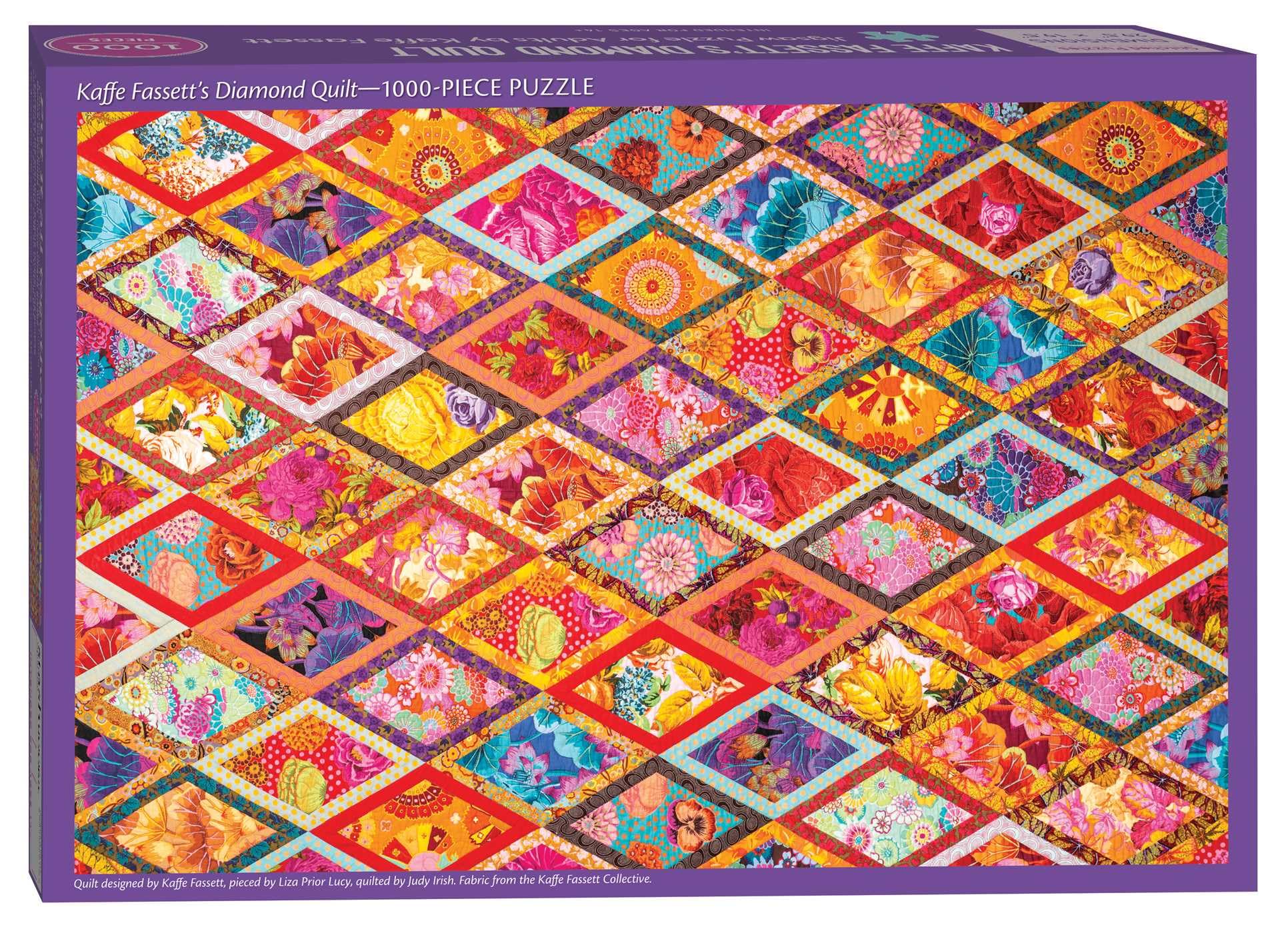 Kaffe Fassett’s Diamond Quilt Jigsaw Puzzle: 1000 pieces, dimensions 29.5˝ x 19.7˝