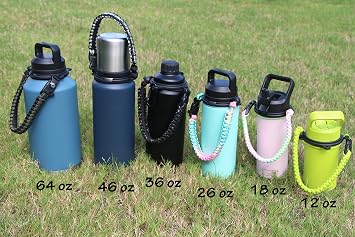 One MissionX Paracord Handle for YETI Rambler 46oz 36oz 26oz 64oz 18oz 12oz Water Bottles, Durable Carrier Strap - Holder