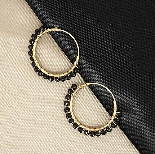 Miniatura 3 de Gempires - Aretes de cristal con cuentas naturales, hechos a mano, hipoalergénicos, sin deslustre, chapados en oro, aretes colgantes