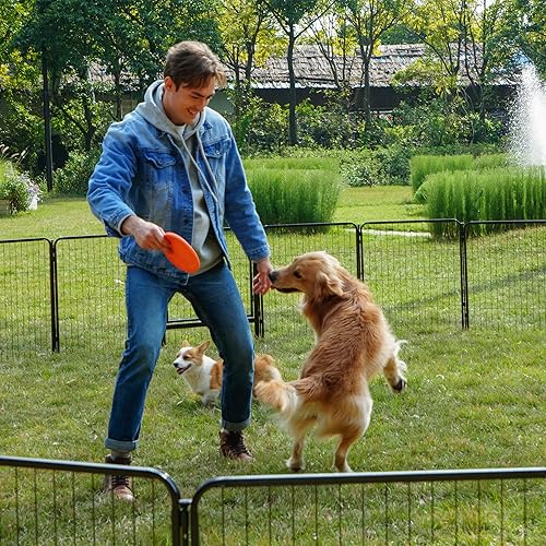 Miniatura 8 de SunsGrove Corralito para perros con puerta más ancha, corral resistente para perros, valla antioxidante, fácil de insertar en el suelo, corralito