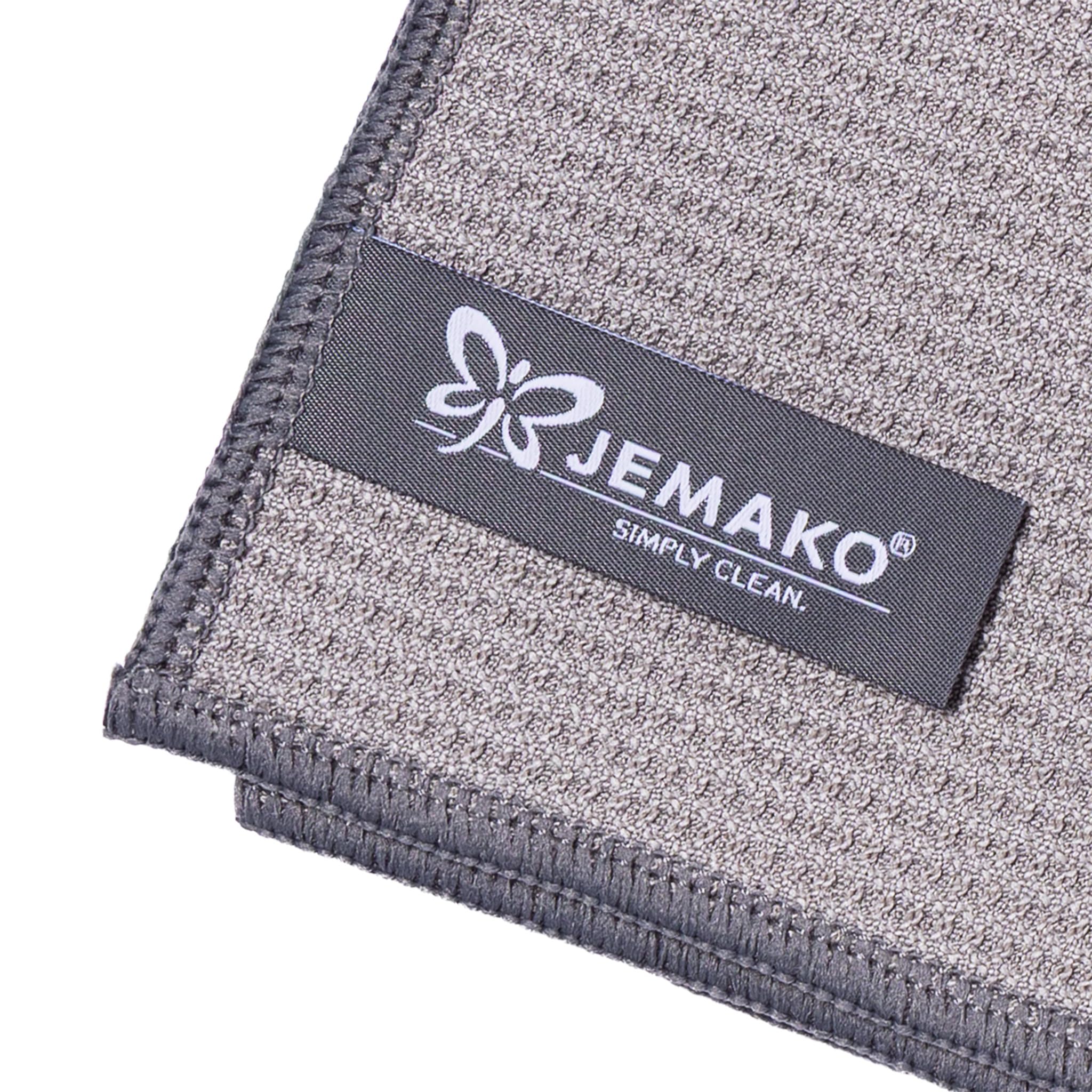 Jemako Trockentuch M 3er Set – Mikrofaser Trockentücher für streifenfreies Trocknen & Polieren – 60x45 cm – fusselfrei für Fenster, Auto, Spiegel, Glas, Edelstahl - Grau
