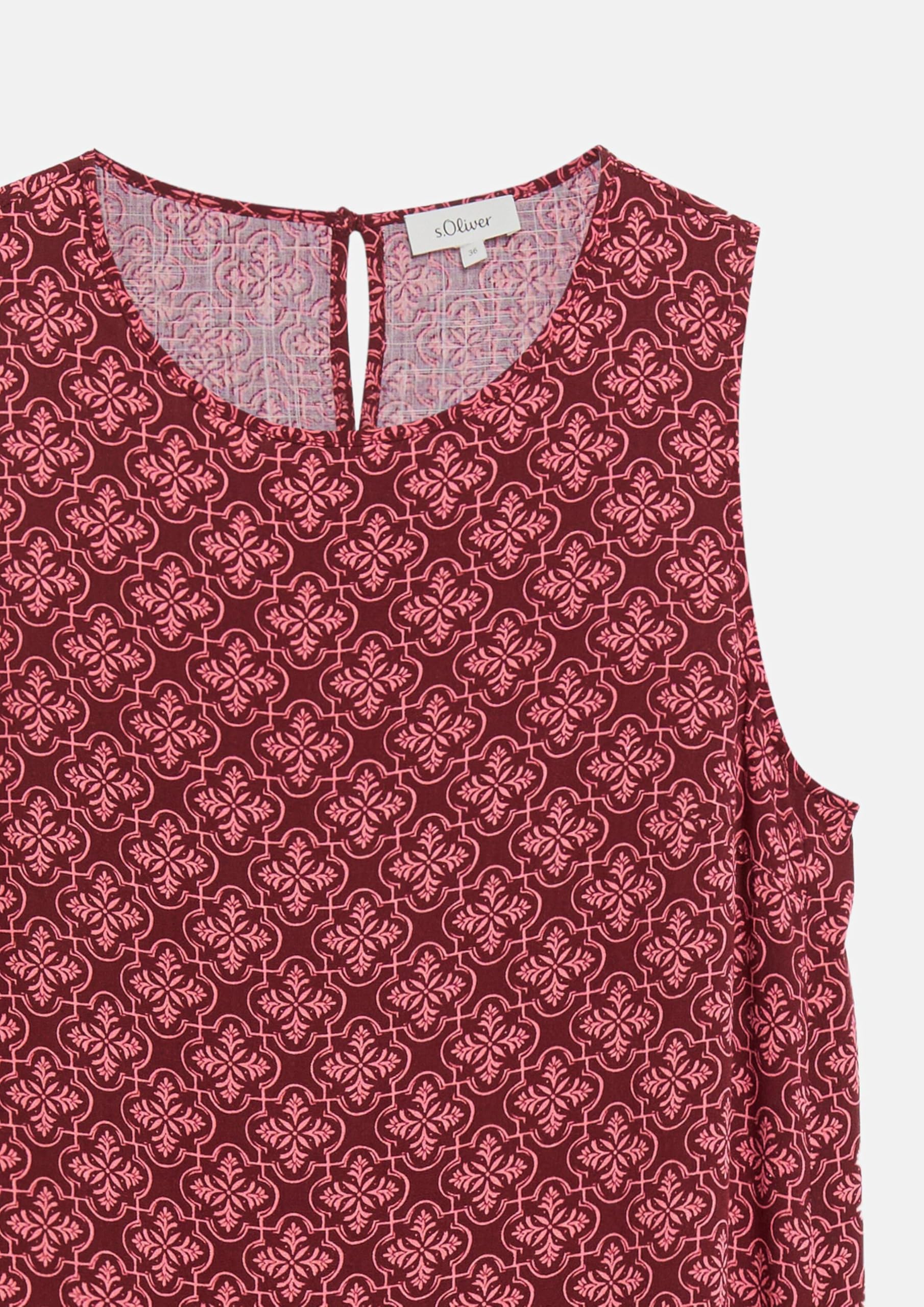 s.Oliver Damen Kleid – Ärmellos, Viskose, Allover-Print, Regular Fit, Midi-Länge