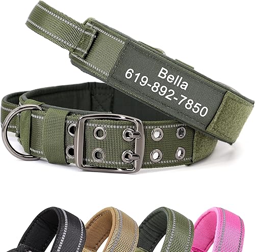Miniatura 9 de PET ARTIST Collar táctico personalizado para perro collar de perro personalizado con nombre collar táctico reflectante con asa collar de perro