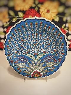 IstanbulArtWorkshop 12'' Handmade Decorative Ceramic Plate For Home&Office Wall Decor,Turkish Ceramic Plate,Ceramic Wall Hanging Plate