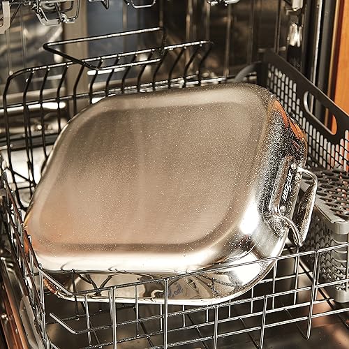 Miniatura 12 de All-Clad E752S264 Asador pequeño de acero inoxidable apto para lavavajillas con estante de utensilios de cocina, color plateado, L, Acero inoxidable