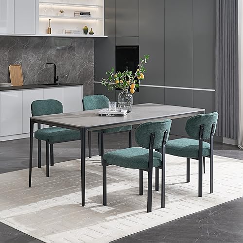 Miniatura 6 de Modern Dining Room Chairs Set of 2, Mid-Century Upholstered Kitchen Dining Chairs with Metal Legs, Table & Seating Chair Sets for Dining Room,Green