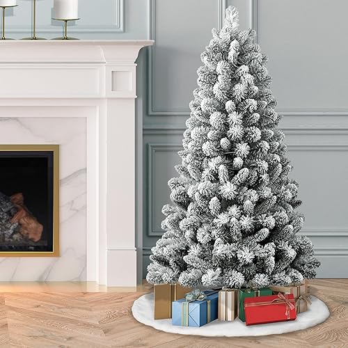 Miniatura 4 de Puleo International Árbol de Navidad artificial sin luz de pino de Virginia flocado de 4.5 pies con soporte, verde (0998-TF45)