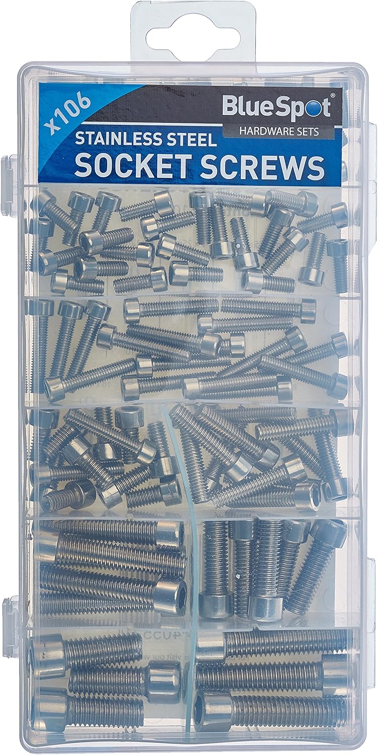 Blue Spot 40552 106Pce Stainless Steel Socket Screws Assortment, Silver